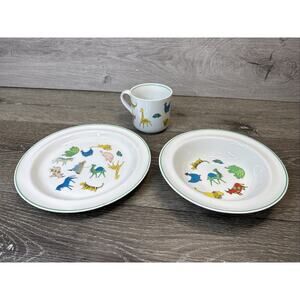 Arabia of Finland Dish Set Animal Parade Plate Bowl Mug Anja Juurikkala~3 Pc Set